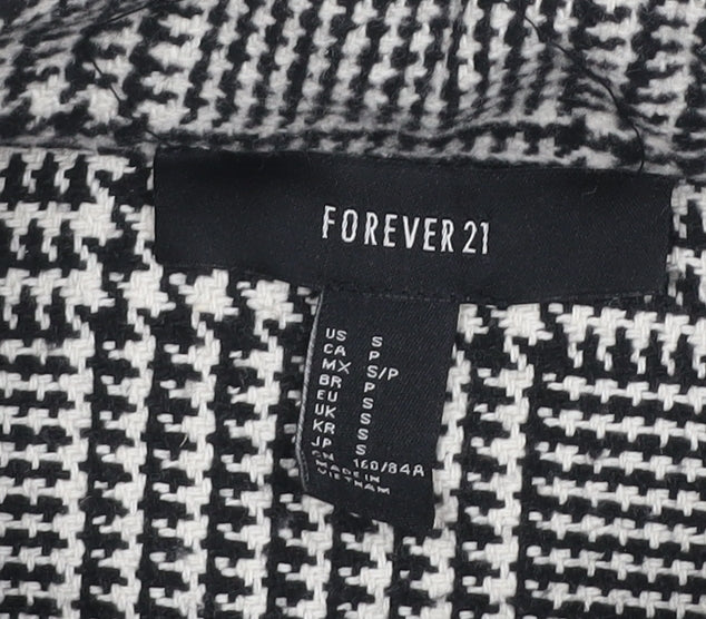 Forever 21 Women’s Black White Check Cropped Tweed Jacket Size S