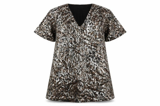 Zara TRF Women’s Silver Leopard Sequin A-Line Mini Dress Size M