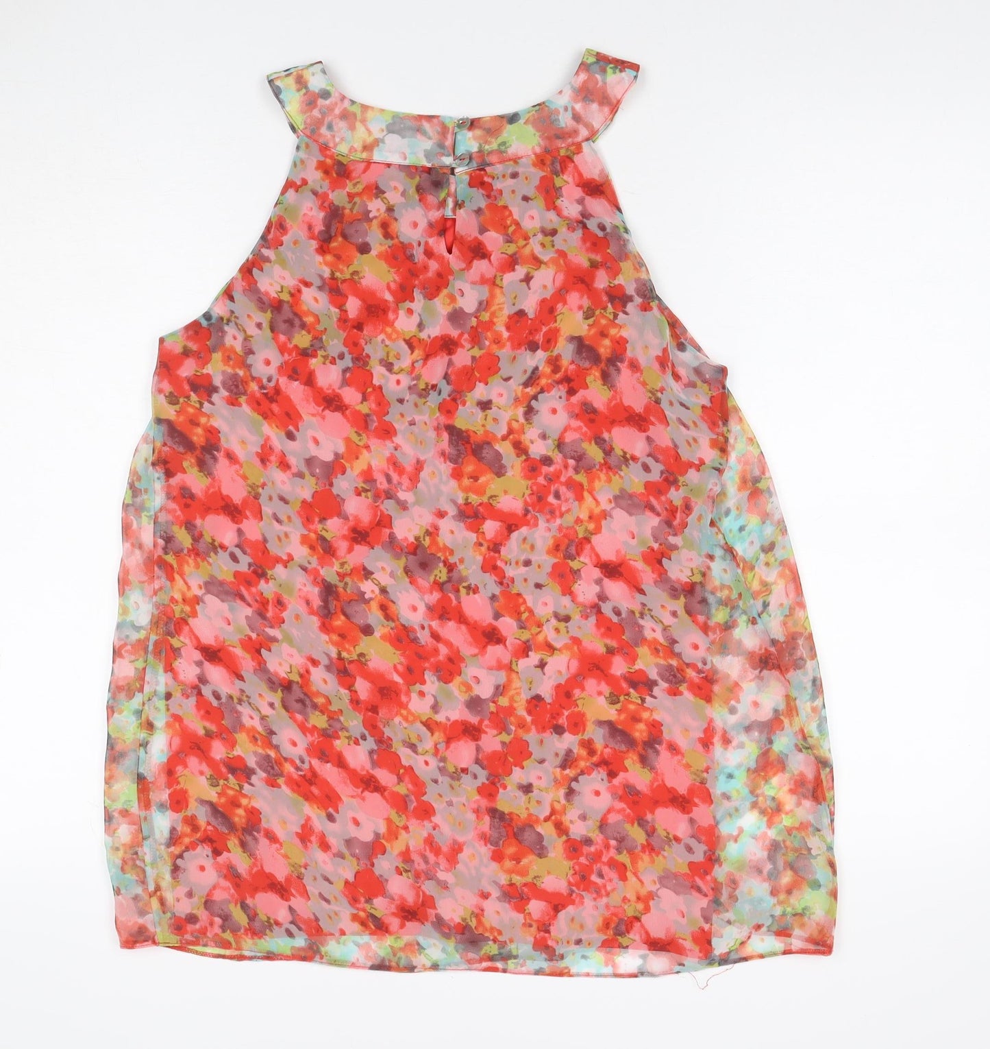 Wallis Women Multicoloured UK 12 Floral Chiffon Sleeveless Tunic Blouse