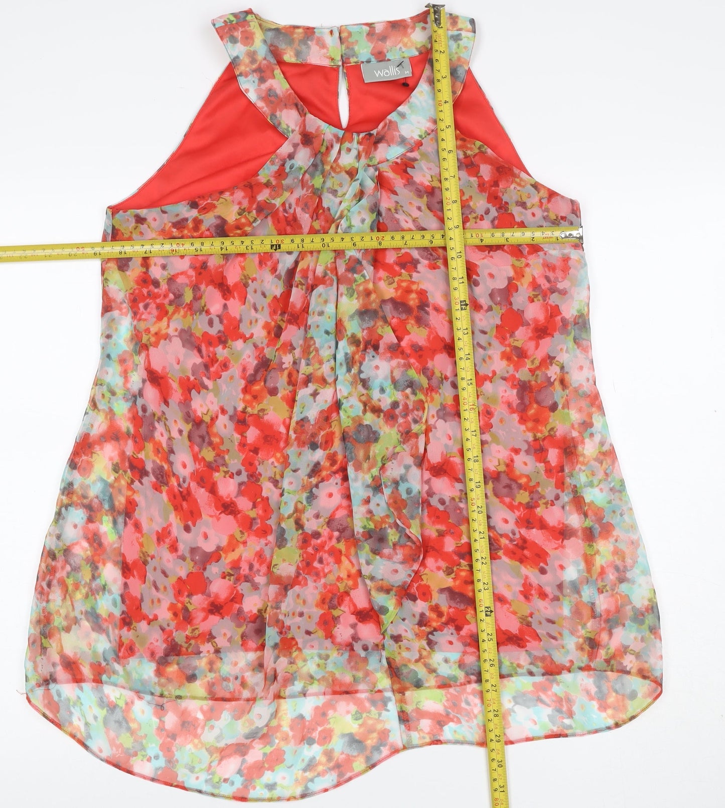 Wallis Women Multicoloured UK 12 Floral Chiffon Sleeveless Tunic Blouse