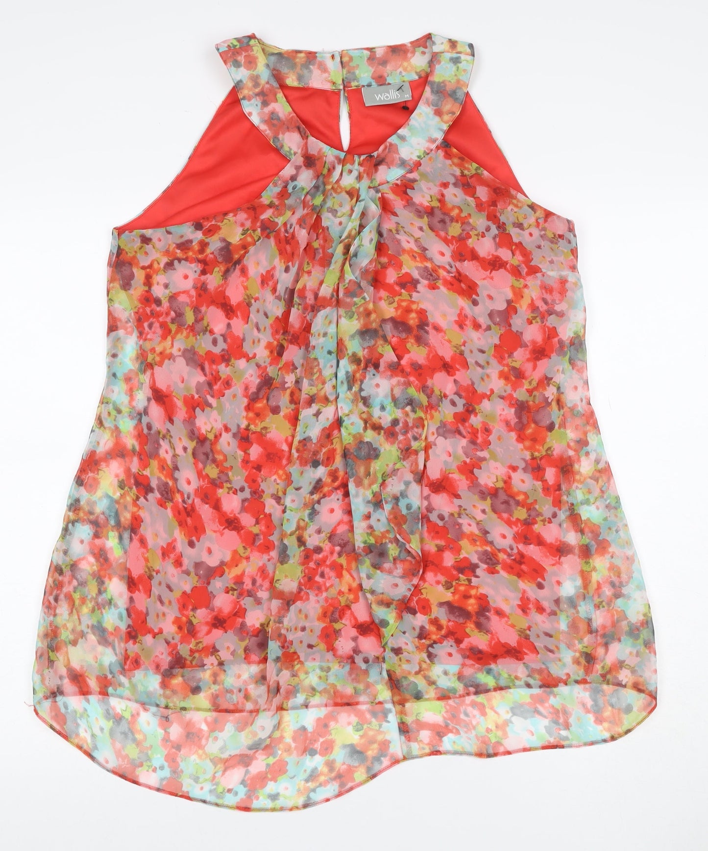 Wallis Women Multicoloured UK 12 Floral Chiffon Sleeveless Tunic Blouse