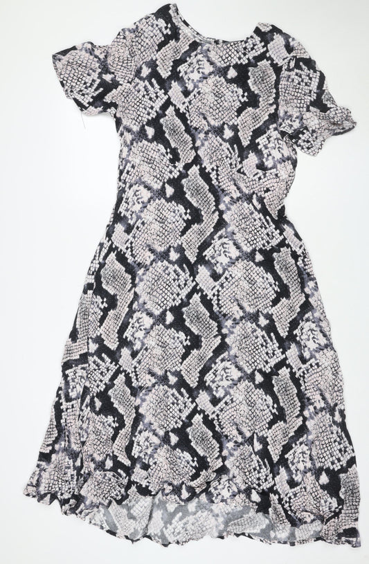 Principles Women Black Snake Print Shift Dress Size 16 Jersey