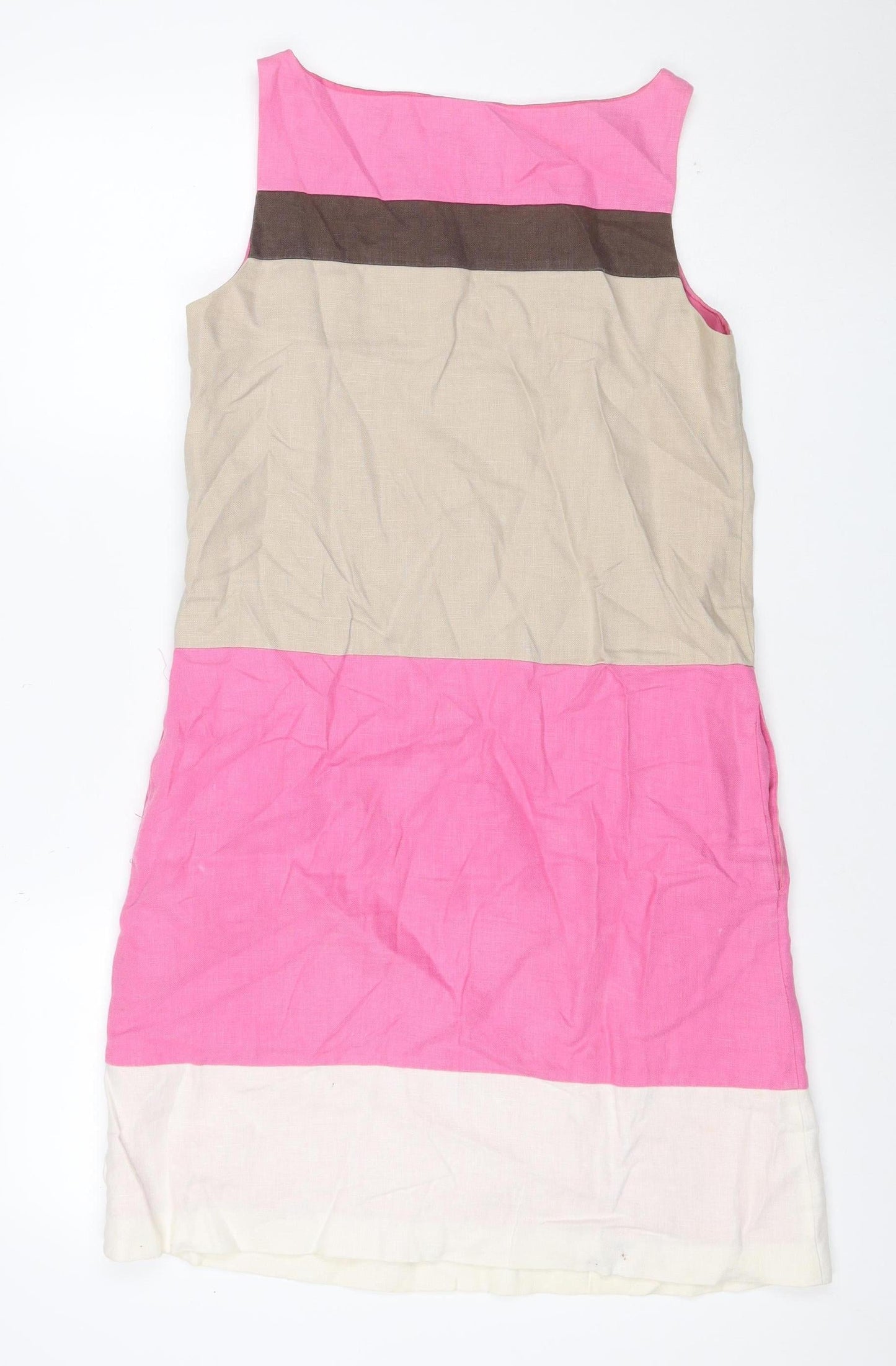 Fenn Wright Manson Women’s Pink Colourblock Shift Dress UK 10 Linen