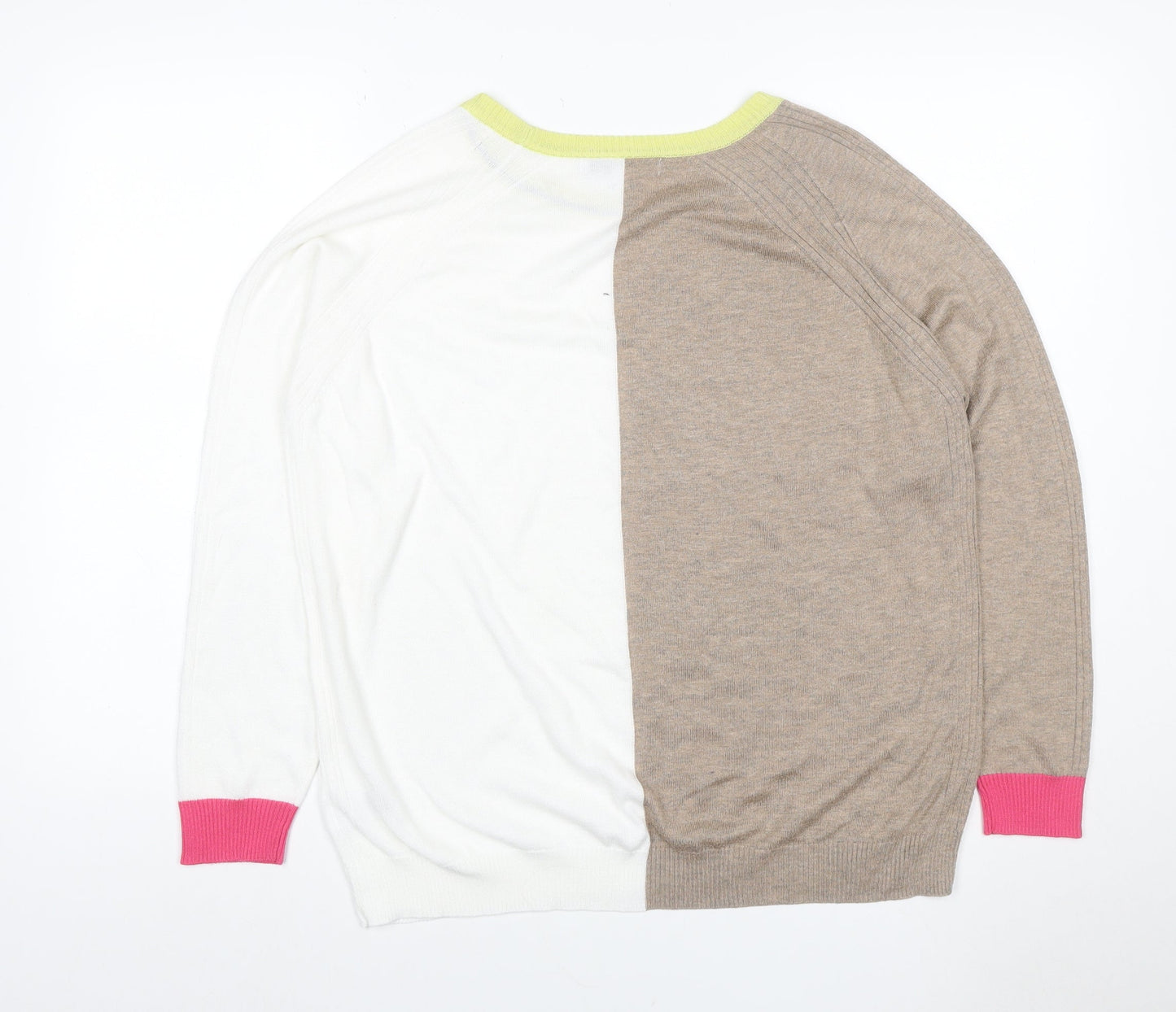 Next Women’s Multicoloured Colour Block Knit Jumper UK 16 Crew Neck