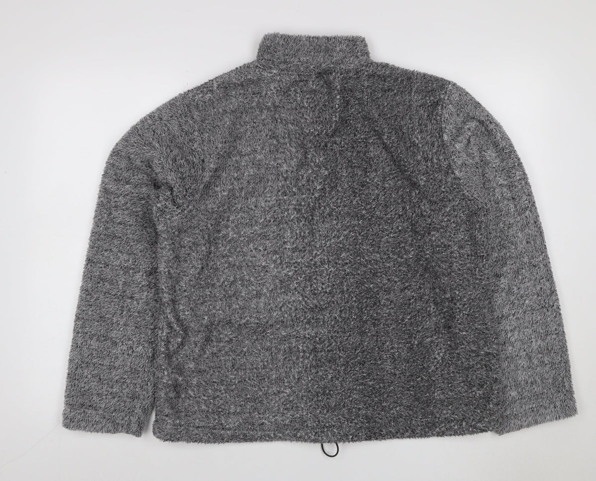 Boohoo Women Grey UK 10 1/4 Zip Fleece Logo Sweatshirt