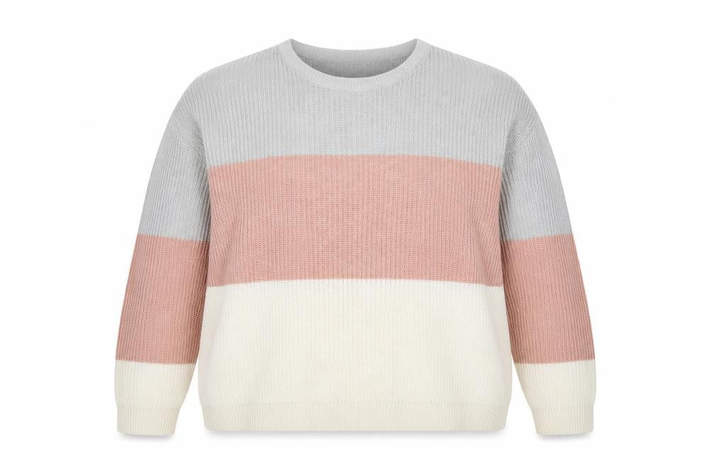 Front view of LTS Women’s Multicoloured Stripe Crew Neck Acrylic Jumper UK 18 Tall