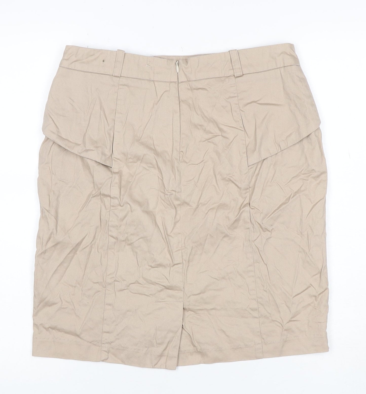 Collection LOB Women Beige UK 12 Pencil Knee Length Cotton Skirt