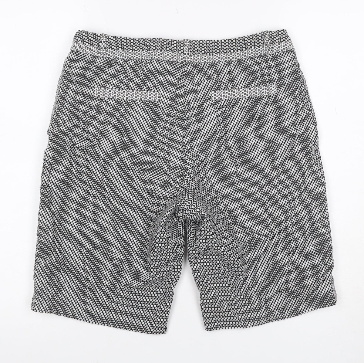 River Island Women’s Black White Geometric Bermuda Shorts UK 12