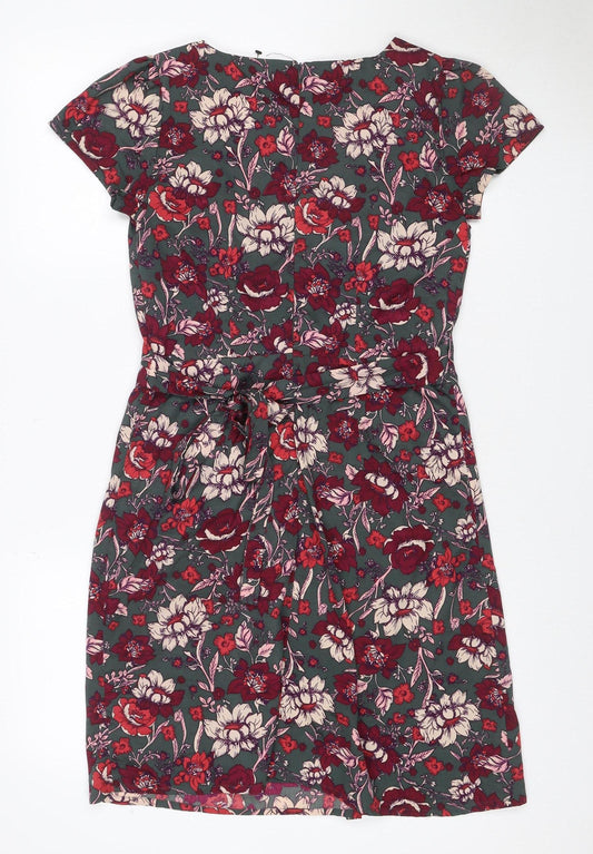 Yumi Women’s Green Floral Fit & Flare Knee Length Dress UK 8