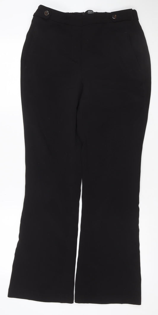 Next Women's Black UK 10 Long Bootcut Stretch Trousers Pockets