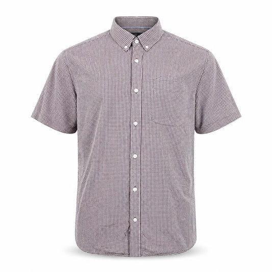 Marks & Spencer Men's Red L Check Short Sleeve Button-Up Shirt