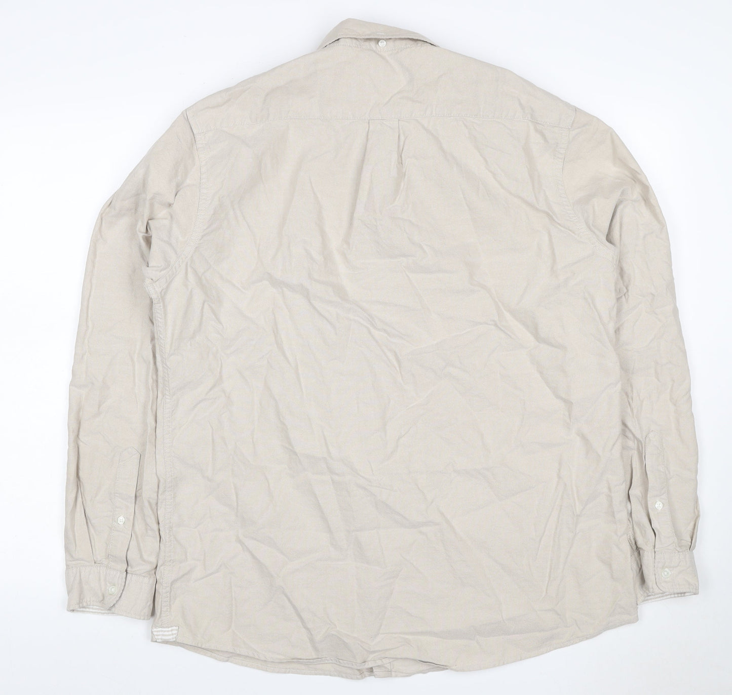 Dunnes Stores Men Beige XL Slim Fit Cotton Button-Up Shirt