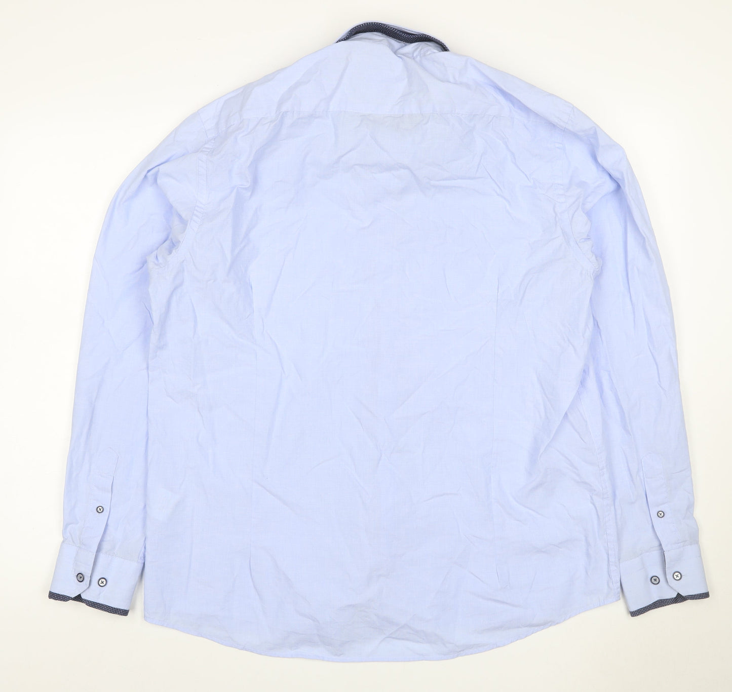 Advise Men’s Blue XL Slim Tailored Long Sleeve Button-Up Shirt