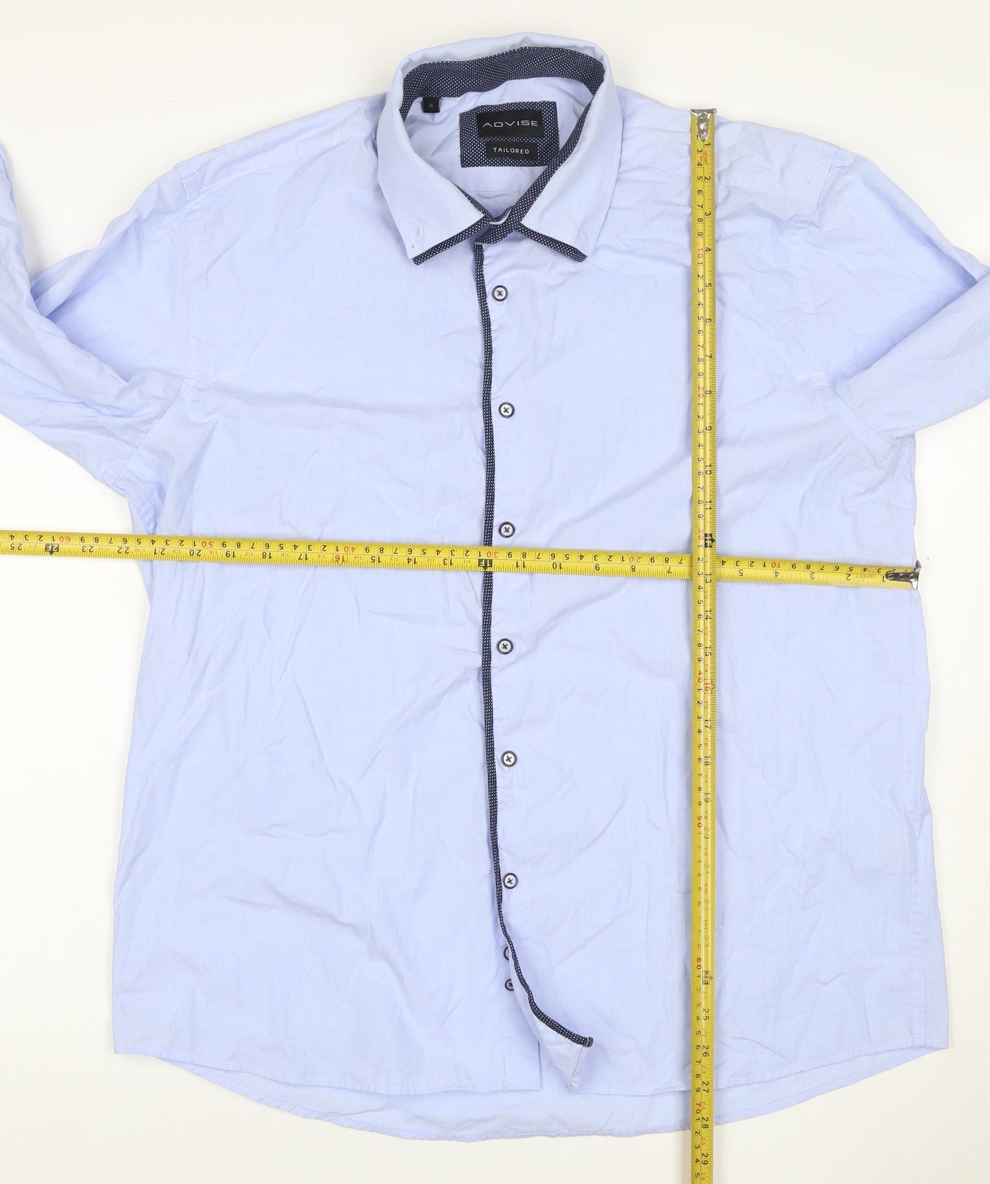 Advise Men’s Blue XL Slim Tailored Long Sleeve Button-Up Shirt