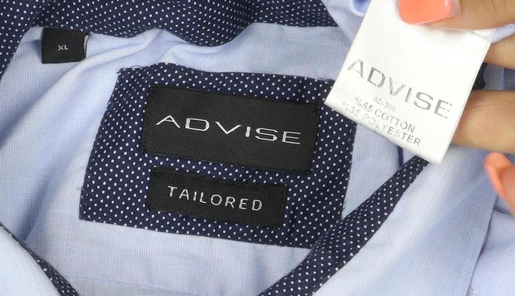 Advise Men’s Blue XL Slim Tailored Long Sleeve Button-Up Shirt