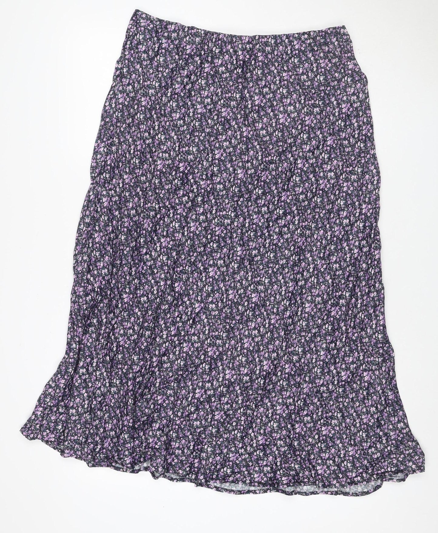 Gallery Women Black Floral Viscose Maxi Skirt UK 18 Elastic Waist
