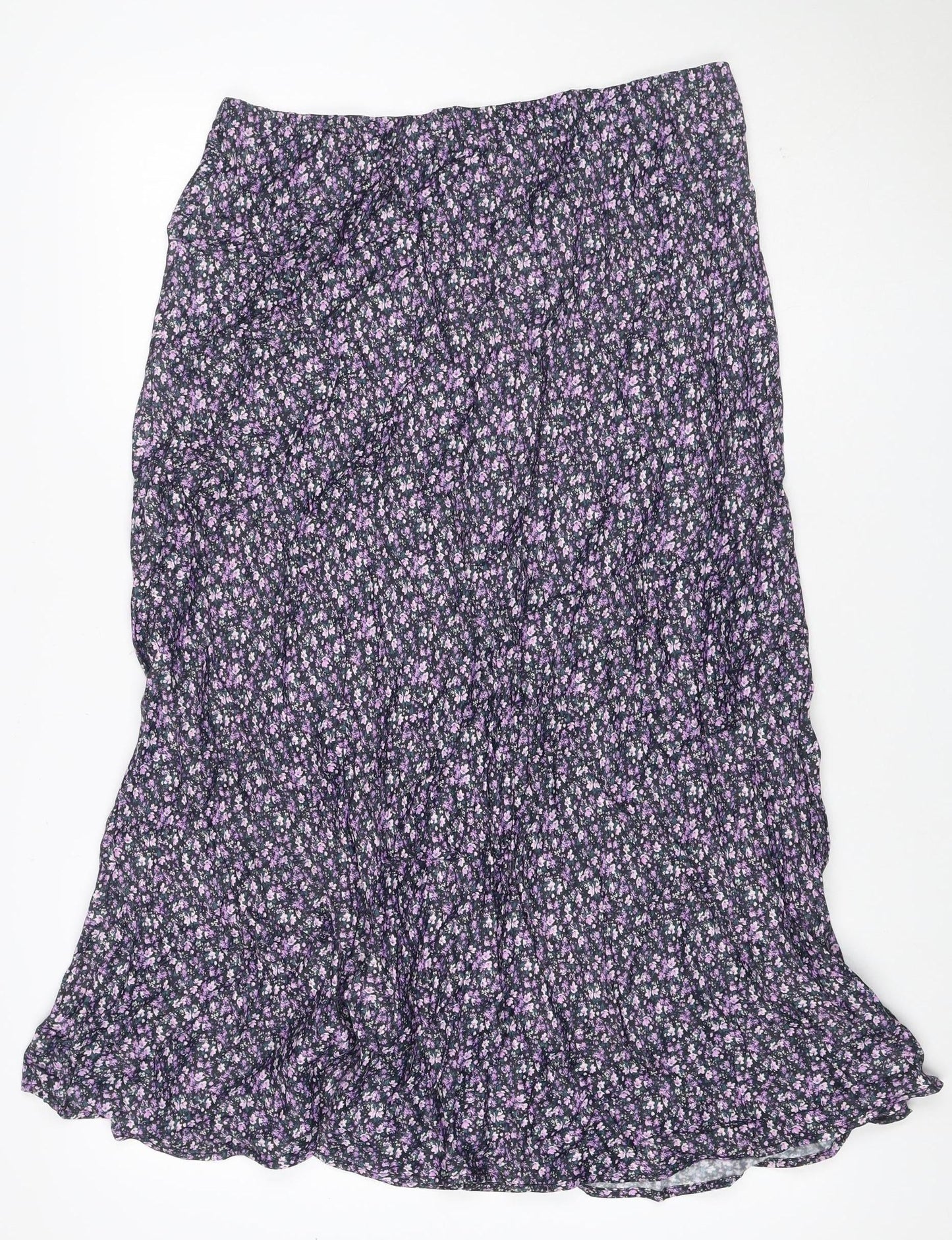 Gallery Women Black Floral Viscose Maxi Skirt UK 18 Elastic Waist