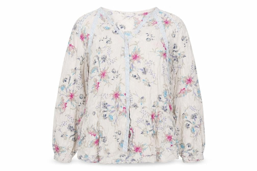 Per Una Women's Multicoloured UK 14 Floral Ruffle Chiffon Blouse