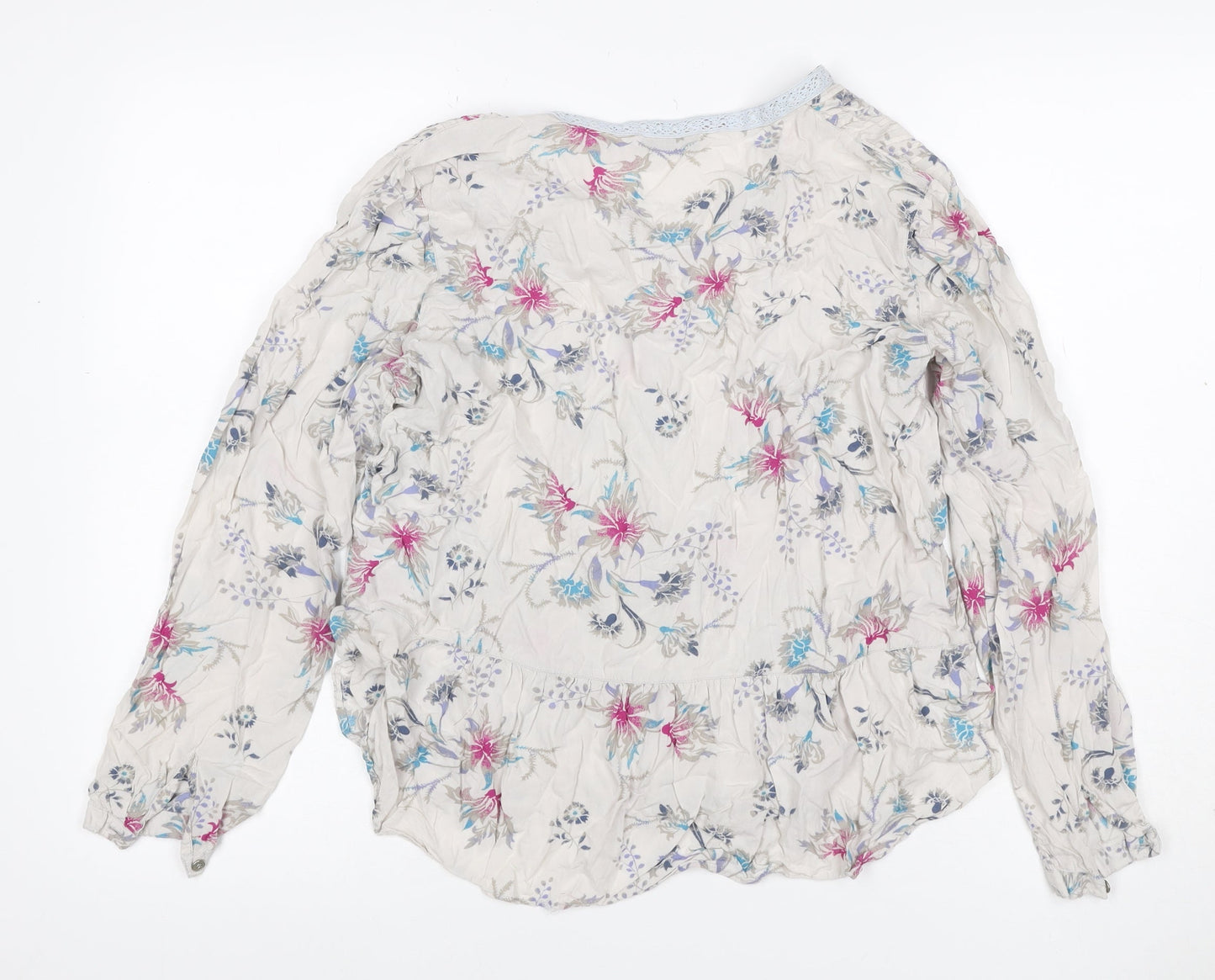 Per Una Women's Multicoloured UK 14 Floral Ruffle Chiffon Blouse