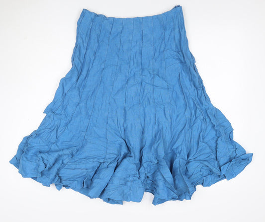 Per Una Women’s Blue Linen Flare Knee Length Skirt UK 12