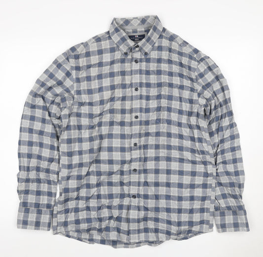 Marks and Spencer Blue Harbour Men's Blue Check Cotton Shirt M