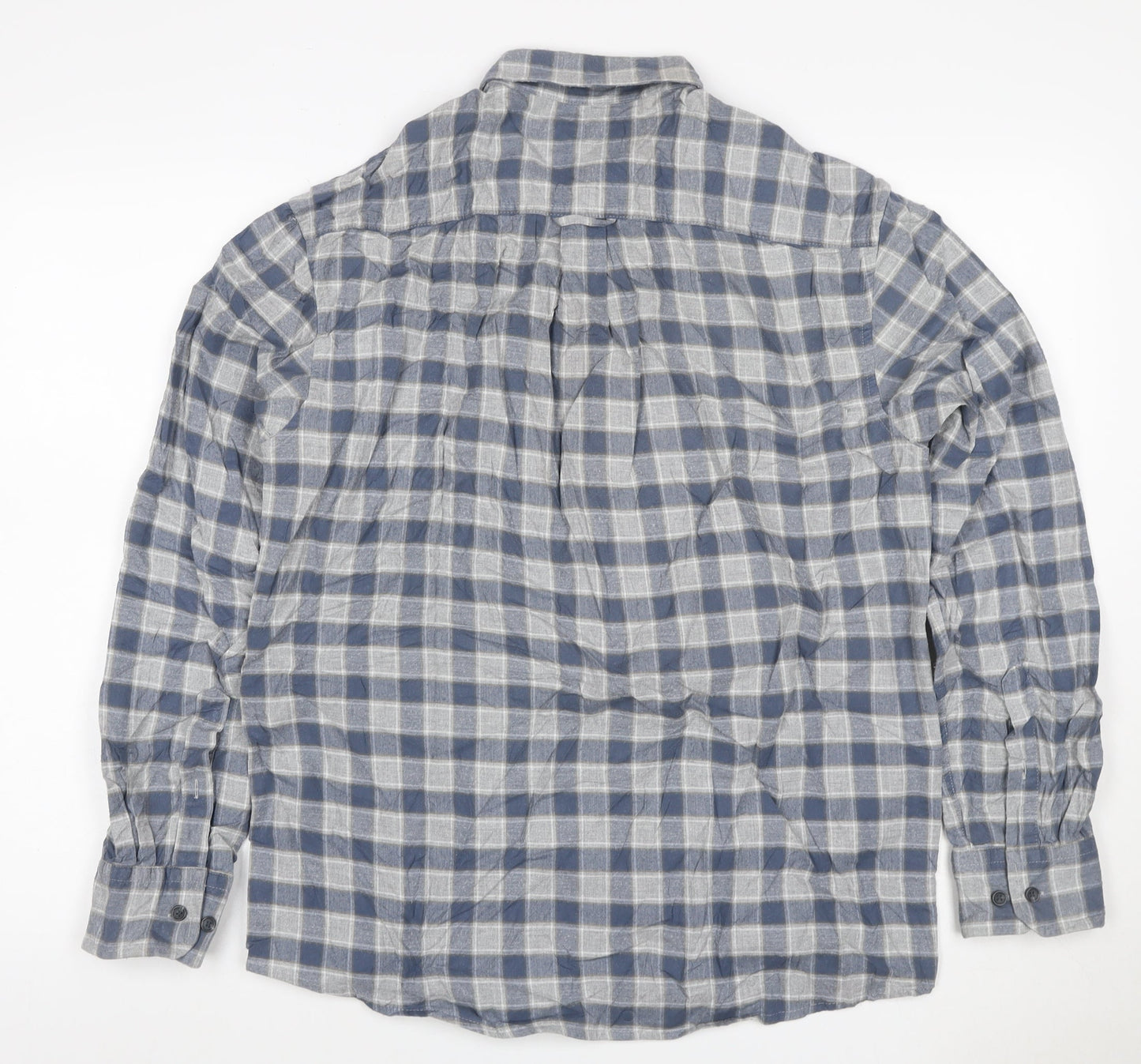 Marks and Spencer Blue Harbour Men's Blue Check Cotton Shirt M