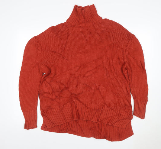 Front view of French Connection Women Red M Cotton Roll Neck Knit jumper