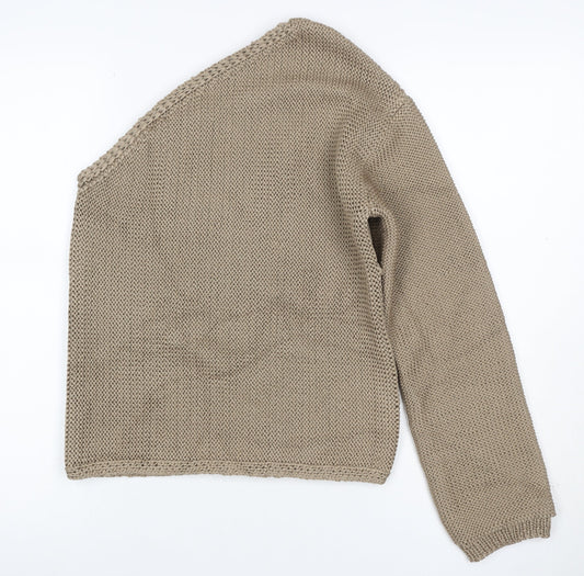 M&S Womens Beige XS Chunky Knit Open Front Cotton Cardigan