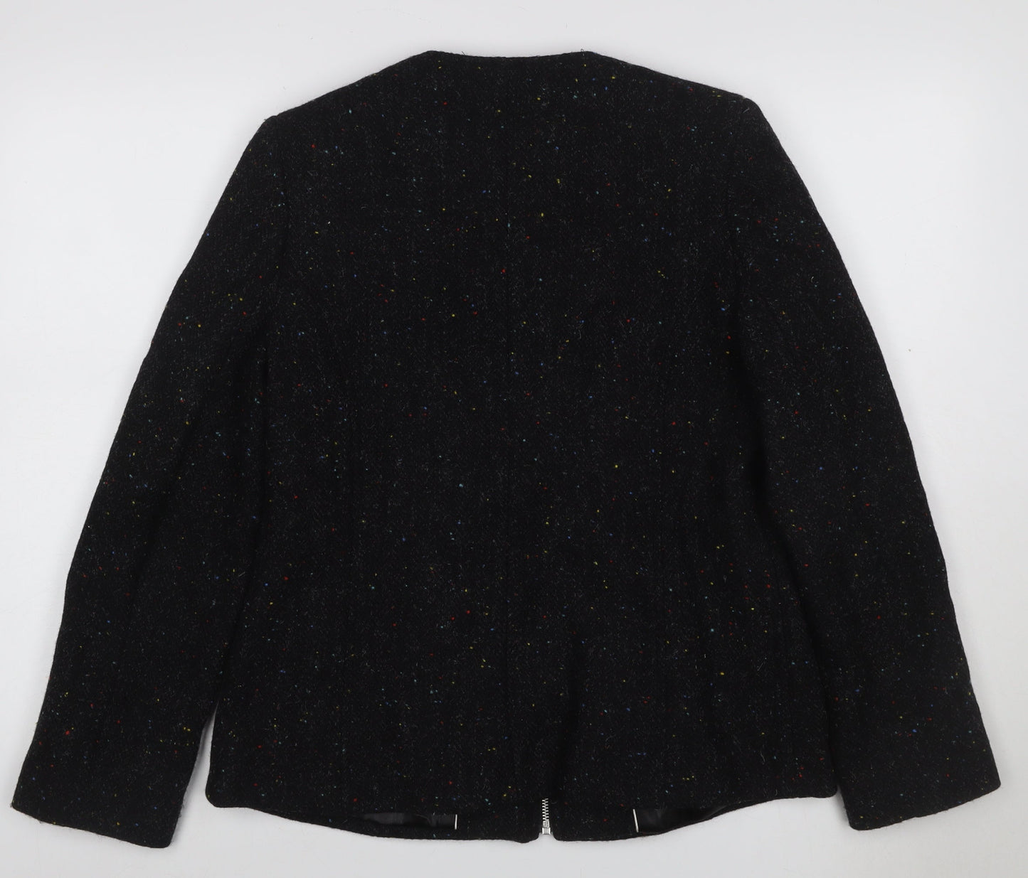 Kesta London Women’s Black Wool Fleck Tweed Zip Jacket UK 12