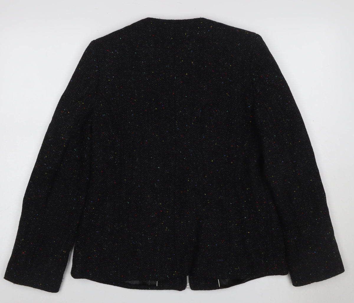Kesta London Women’s Black Wool Fleck Tweed Zip Jacket UK 12