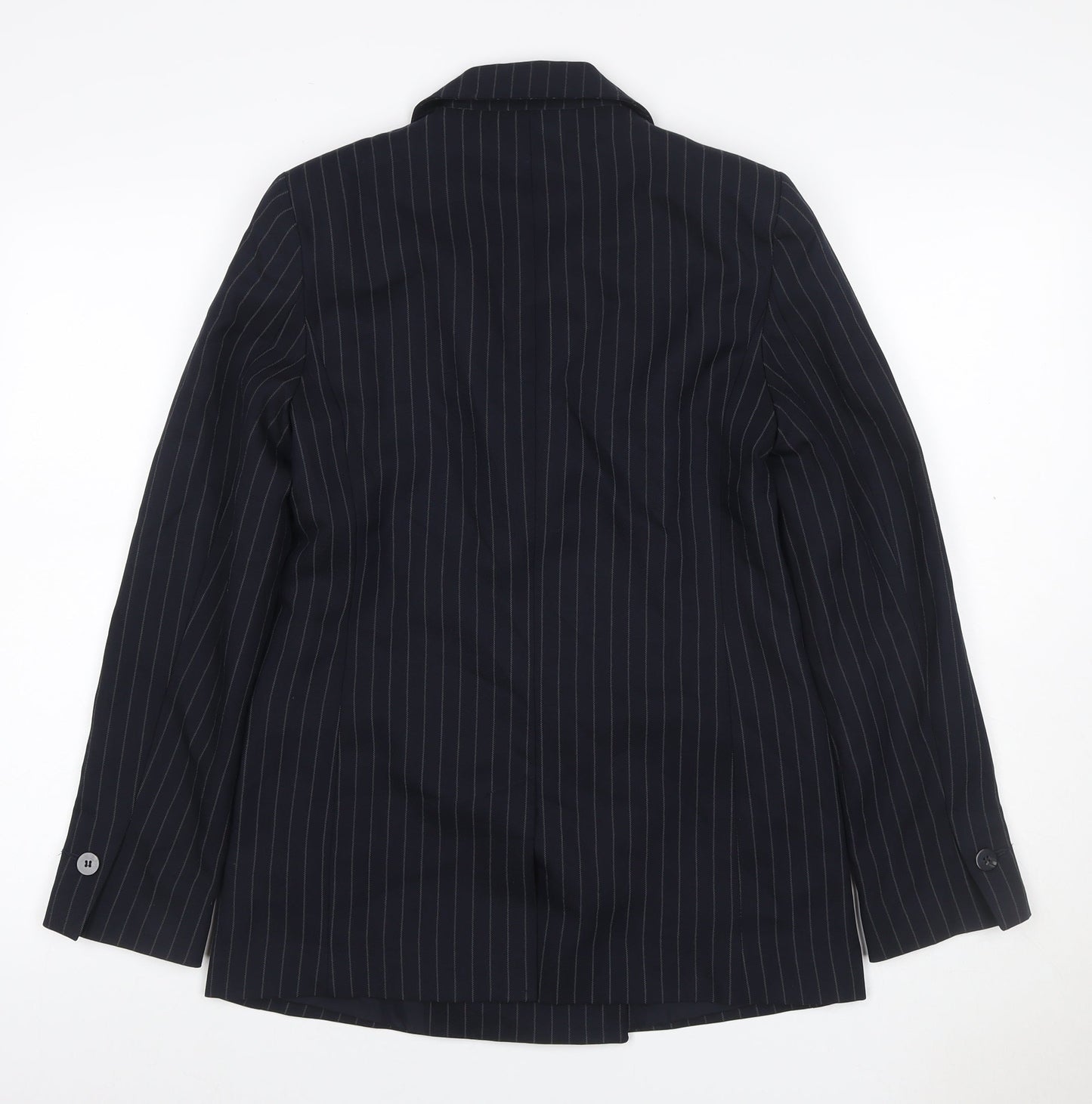Primark Women Black Pinstripe UK 8 Double-Breasted Peak Lapel Blazer