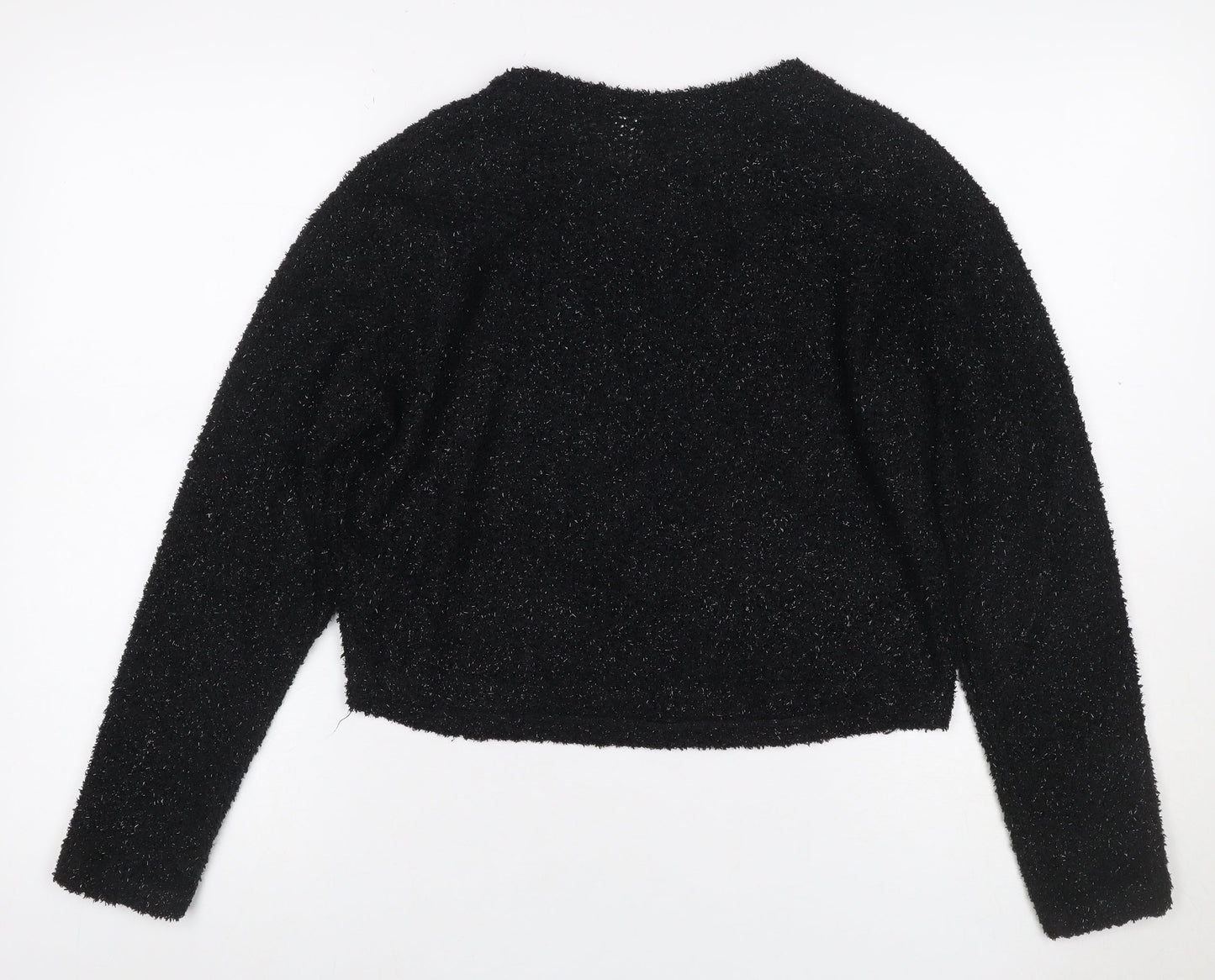 H&M Divided Women’s Black Glitter Knit V-Neck Jumper Size S