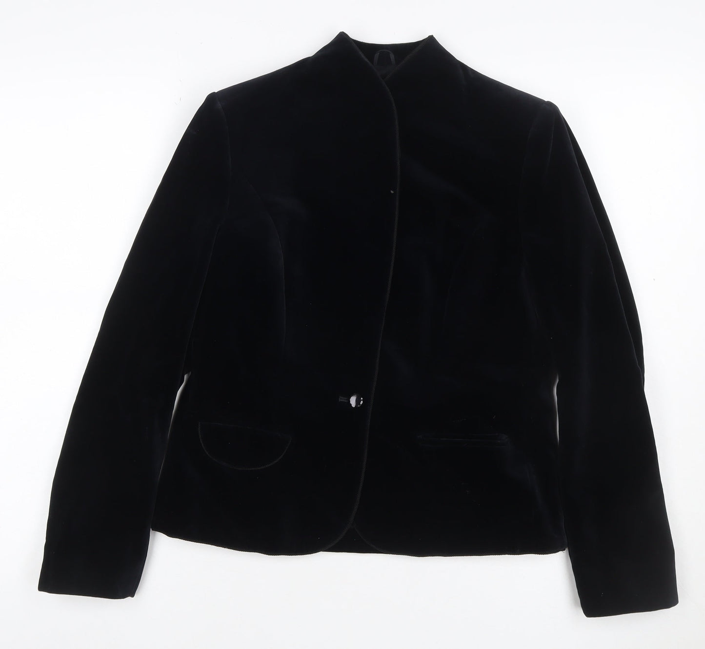 Bill Blass & Co Women’s Black UK 4 Velvet Single-Breasted Blazer