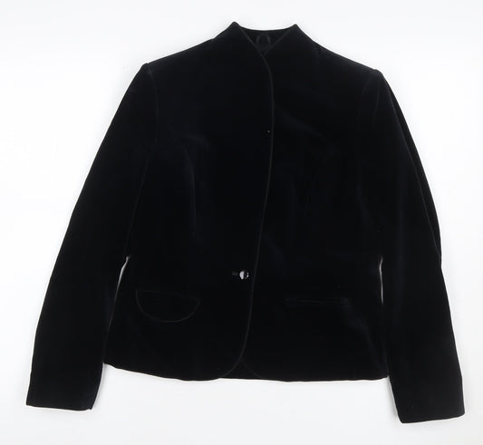 Bill Blass & Co Women’s Black UK 4 Velvet Single-Breasted Blazer