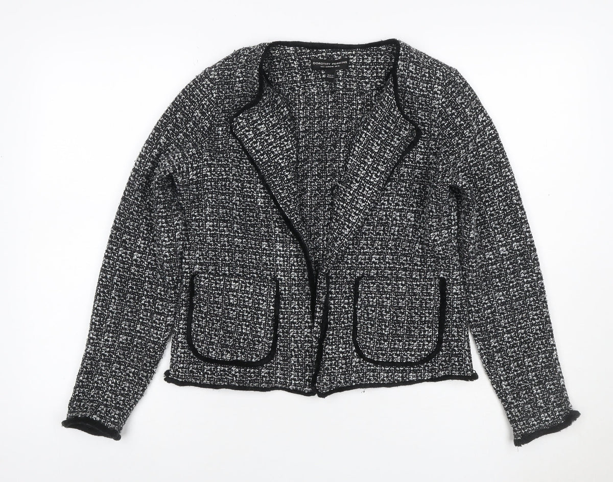 Additional front view of Dorothy Perkins Women Black White UK 12 Tweed Blazer Workwear