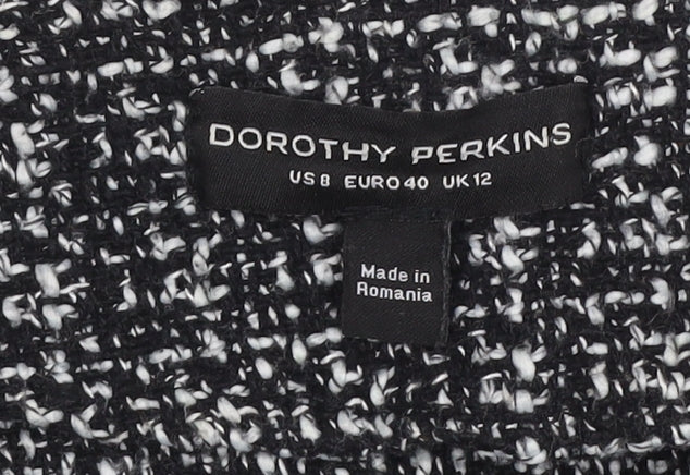 Brand and care label for Dorothy Perkins Women Black White UK 12 Tweed Blazer Workwear