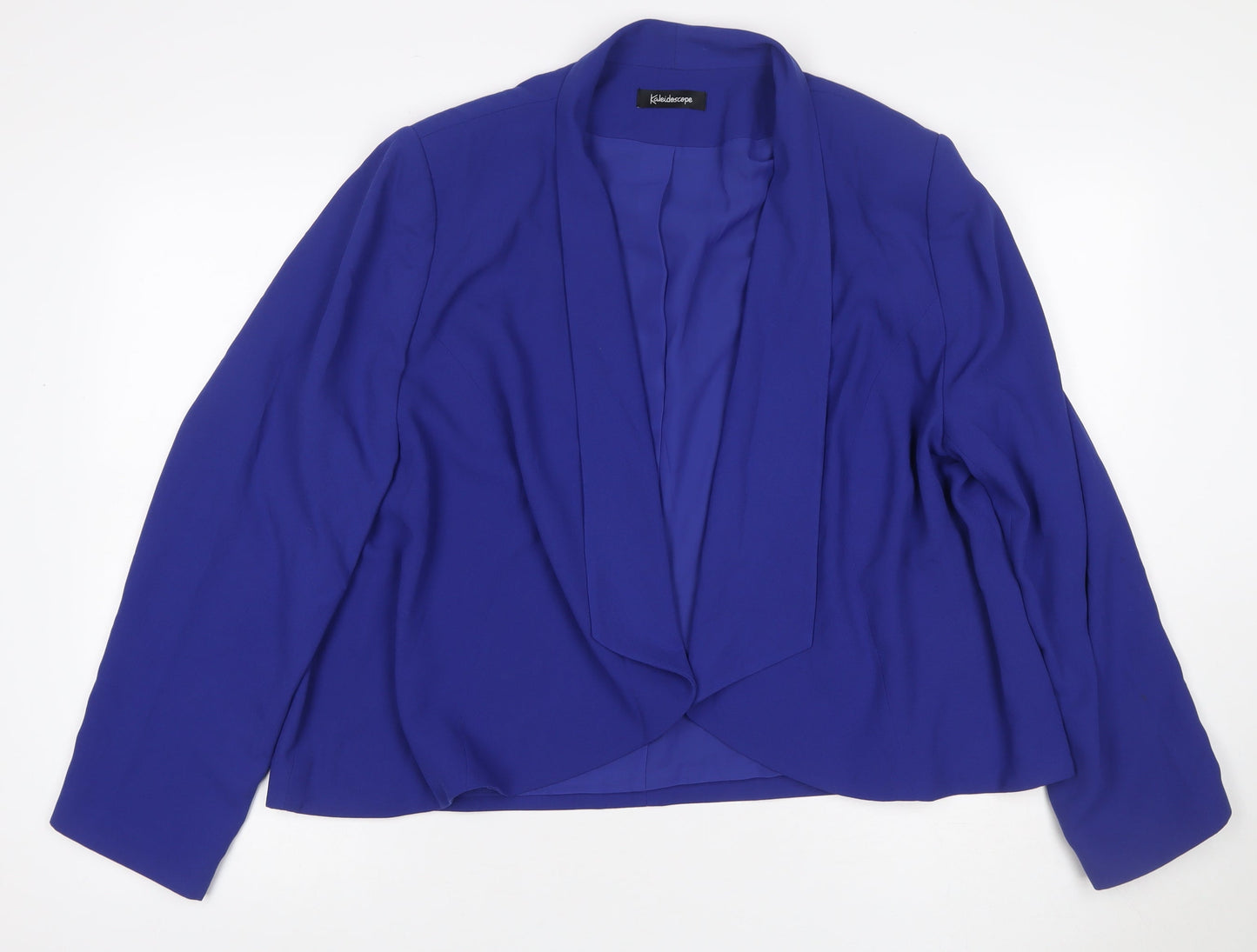 Kaleidoscope Women Blue UK 22 Open Front Shawl Collar Blazer Jacket