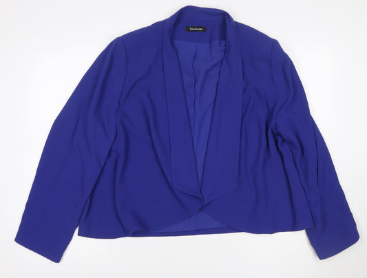 Kaleidoscope Women Blue UK 22 Open Front Shawl Collar Blazer Jacket