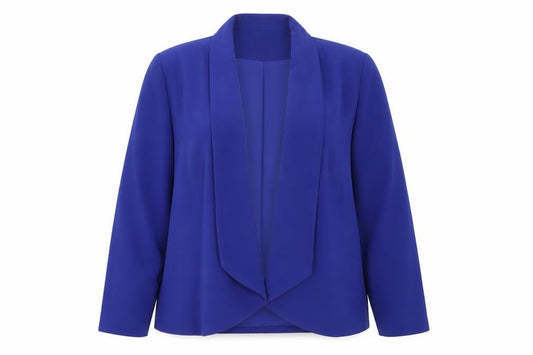 Kaleidoscope Women Blue UK 22 Open Front Shawl Collar Blazer Jacket