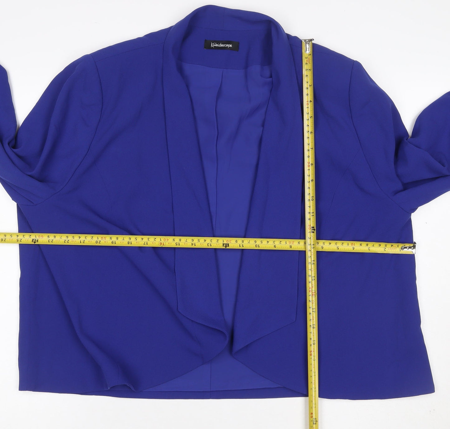 Kaleidoscope Women Blue UK 22 Open Front Shawl Collar Blazer Jacket