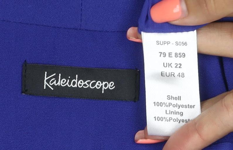 Kaleidoscope Women Blue UK 22 Open Front Shawl Collar Blazer Jacket