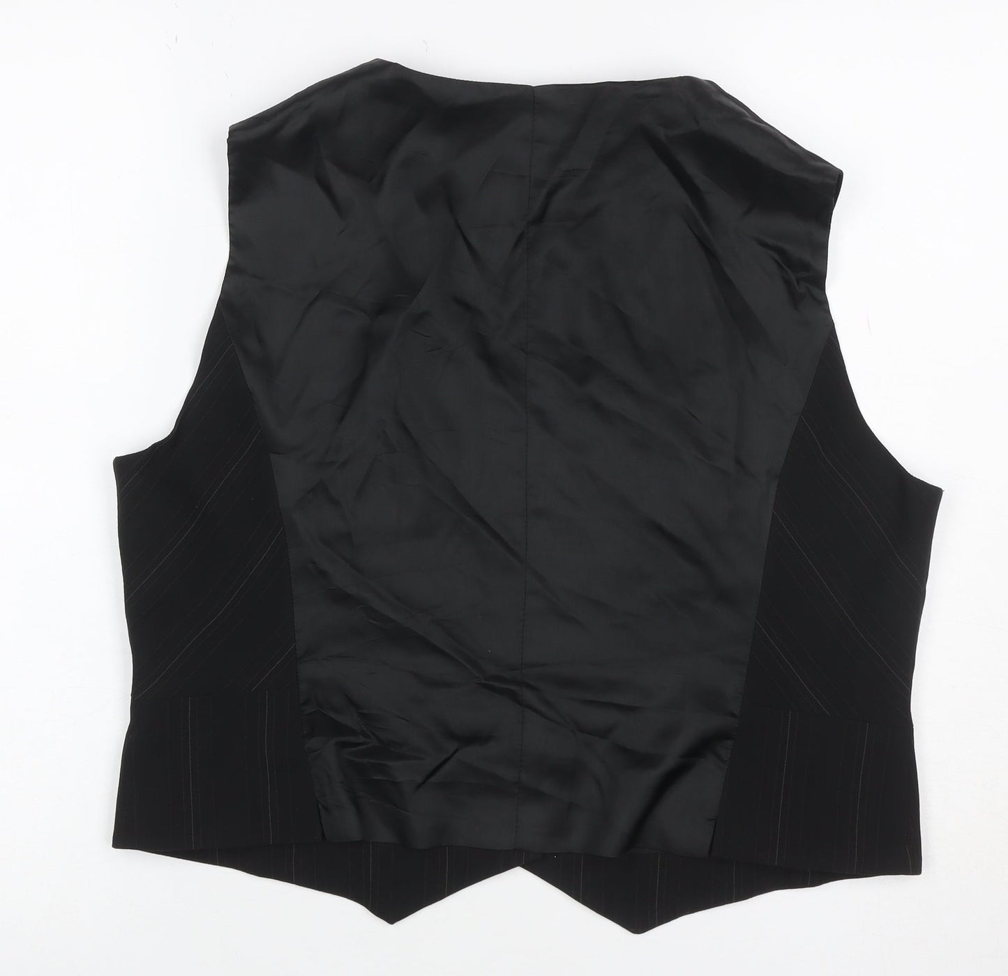 Marks & Spencer Women Black Pinstripe Waistcoat Size 18 Formal Lined