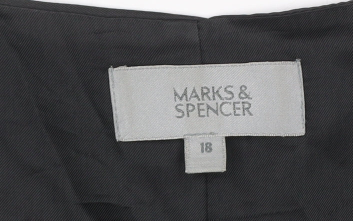 Marks & Spencer Women Black Pinstripe Waistcoat Size 18 Formal Lined