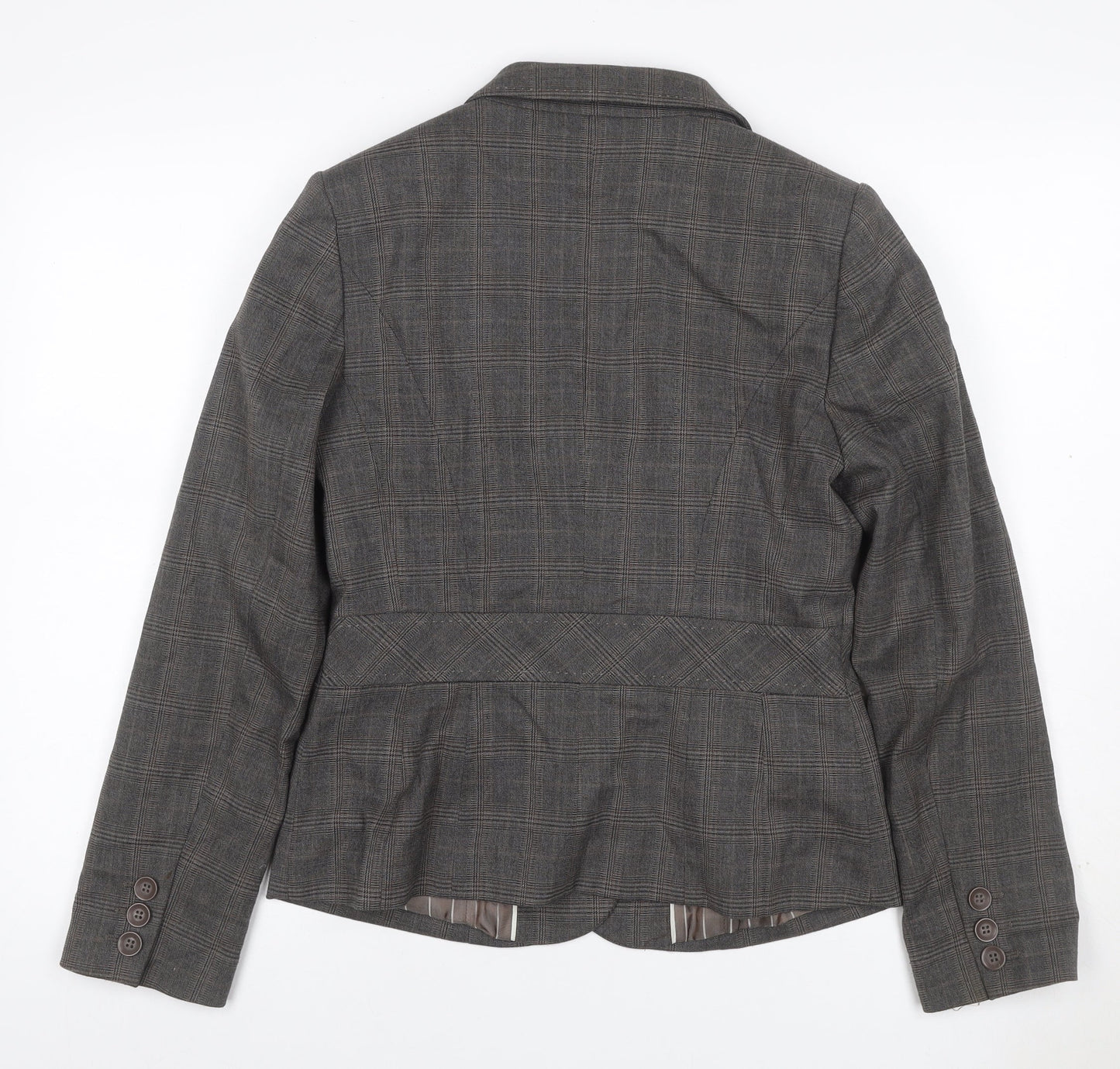 Next Women Grey Check Blazer UK 12 Regular Single-Breasted Workwear