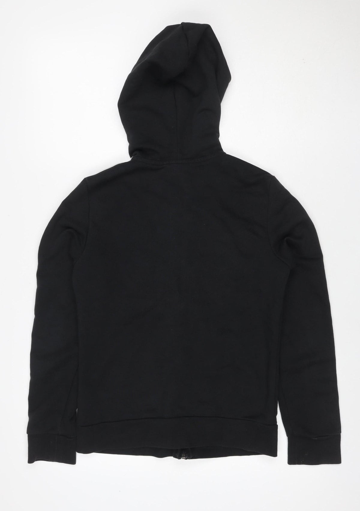 Back view of adidas Women Black UK 8 Full Zip Hooded Logo Stripe Hoodie