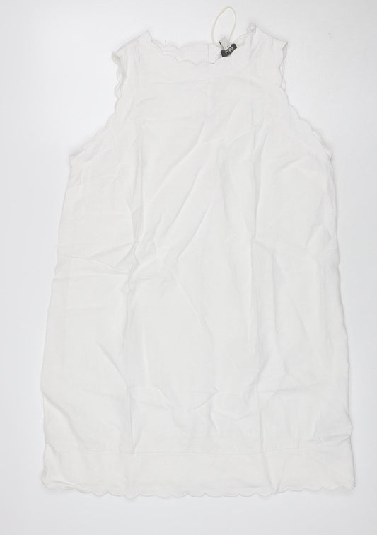 Marks and Spencer Women White UK 14 A-Line Knee Dress