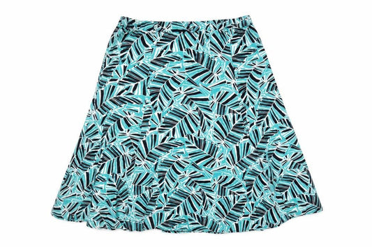 BHS Women’s Multicoloured Size 16 Tropical Leaf Linen A-Line Midi Skirt