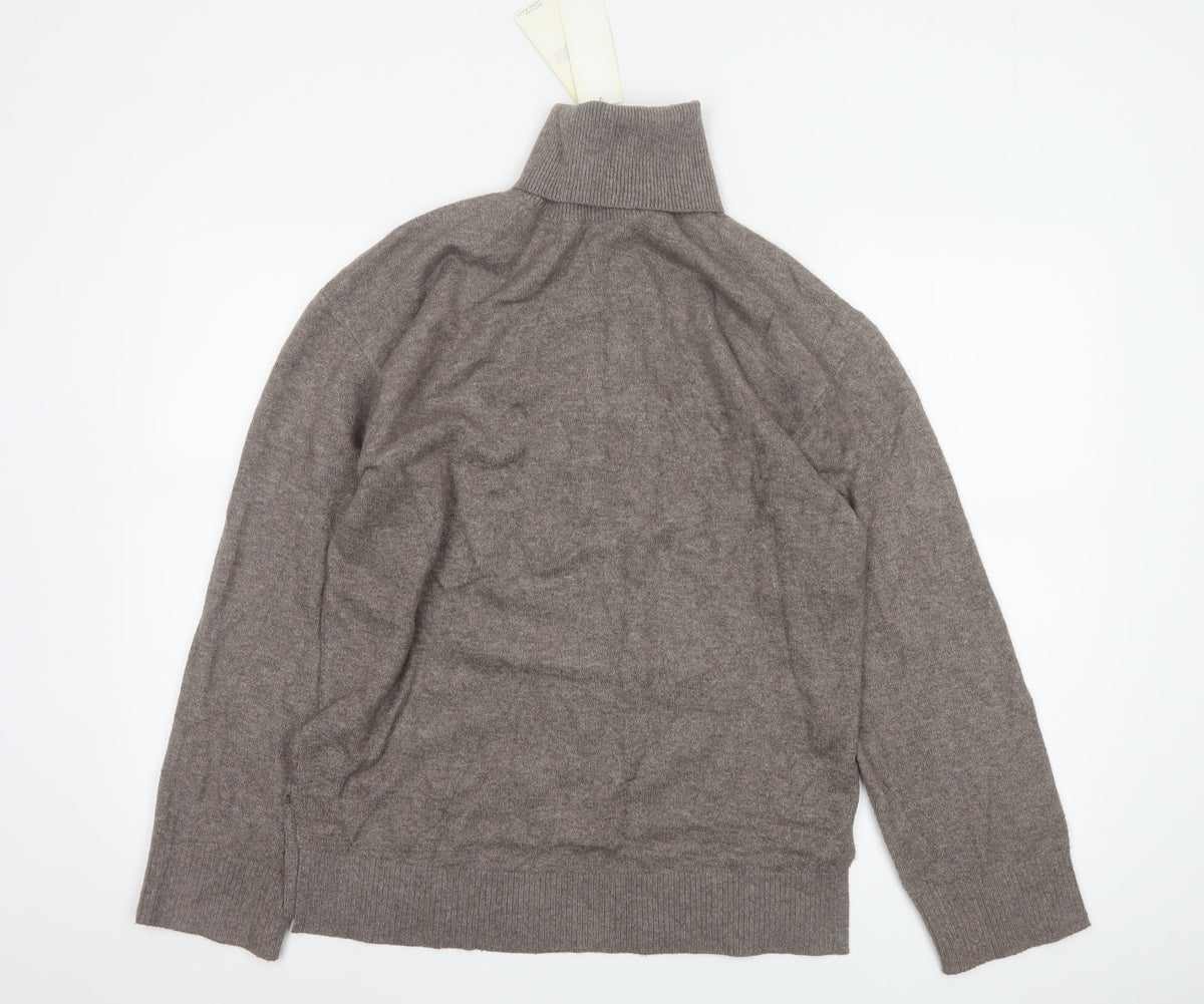 Marks & Spencer Women Brown S Roll Neck Knit Pullover Jumper