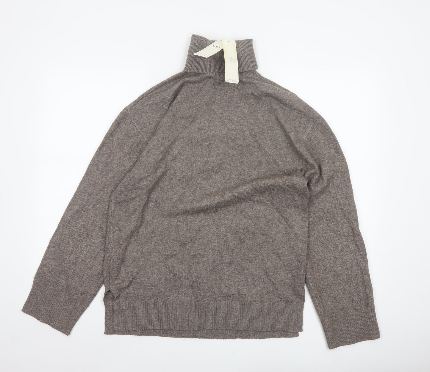 Marks & Spencer Women Brown S Roll Neck Knit Pullover Jumper
