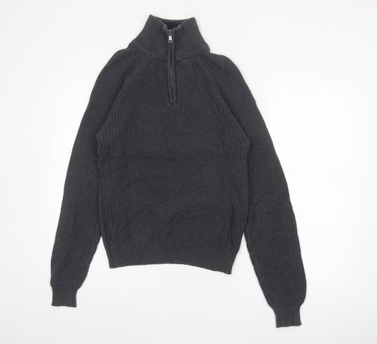 Charles Wilson Men’s Grey Small 1/4 Zip High Neck Knit Jumper